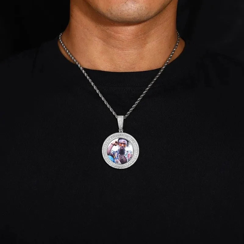 Solid Ice Custom 3D Photo Round Pendant - 40mm