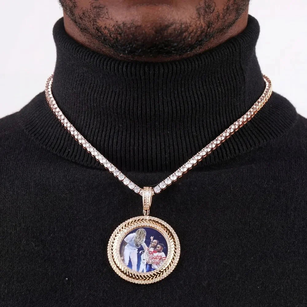 Wheat Ear Custom Photo Round Pendant - 50mm