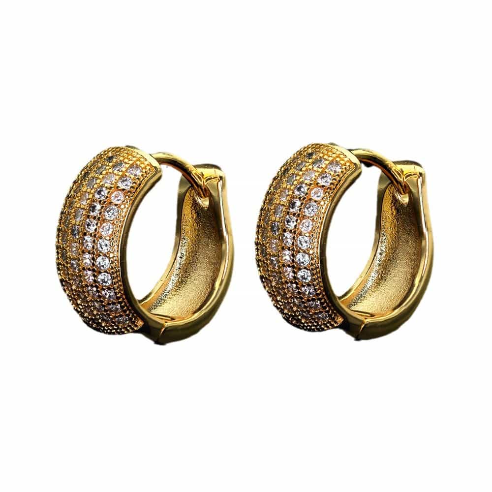 Wide Band Diamond-Set Round Earrings
