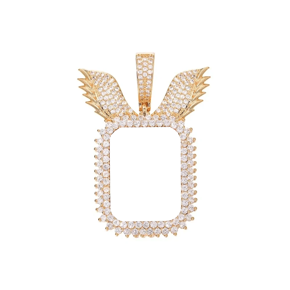 Wings Memory Square Photo Frame Pendant - 38mm
