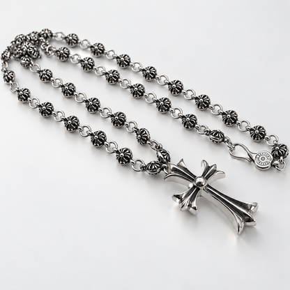 AURXYA Gothic Rosette Cross Necklace