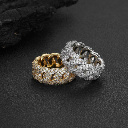 10mm Iced-Out Cuban Link Bubble Ring