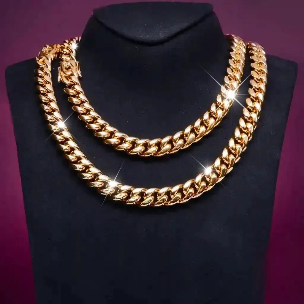 12mm 18K Gold-Plated Classic Miami Cuban Link