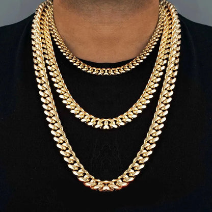 12mm Stainless Steel Cuban Chain in Gold