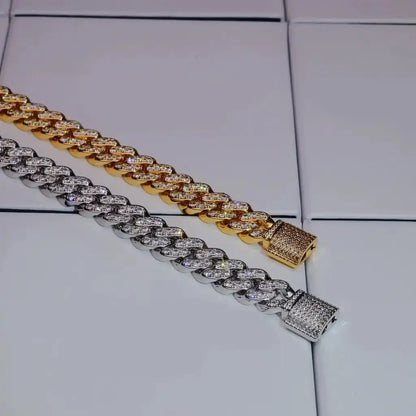13Mm 18K White/Gold-Plated Seamless Iced Cuban Chain