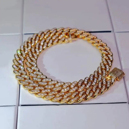 13Mm 18K White/Gold-Plated Seamless Iced Cuban Chain