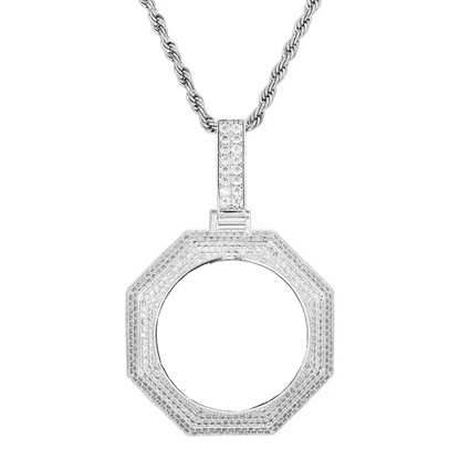 14k White Gold Custom Photo Bagua Pendant - 42mm