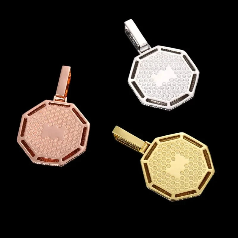 14k White Gold Custom Photo Bagua Pendant - 42mm