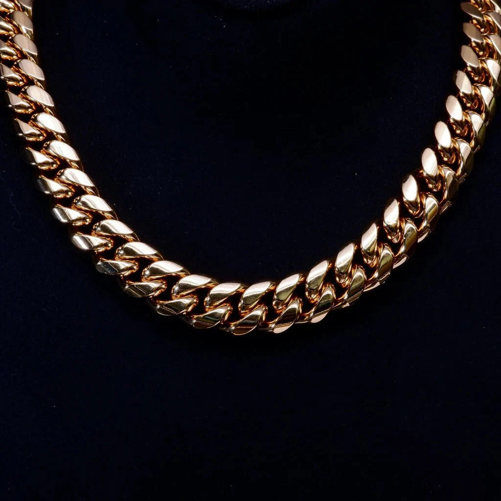 14Mm 18K Gold-Plated Classic Miami Cuban Link
