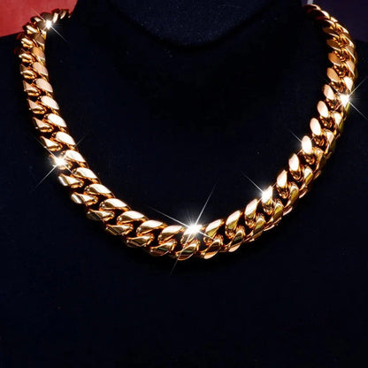 14Mm 18K Gold-Plated Classic Miami Cuban Link