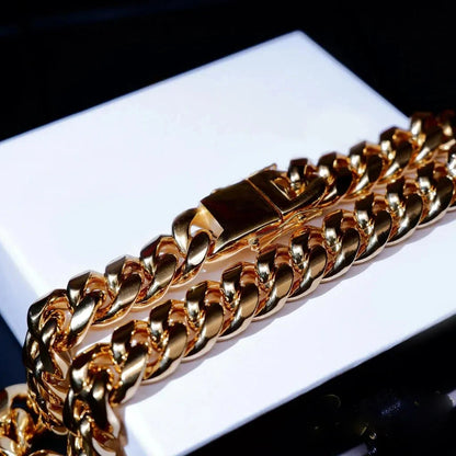 14Mm 18K Gold-Plated Classic Miami Cuban Link