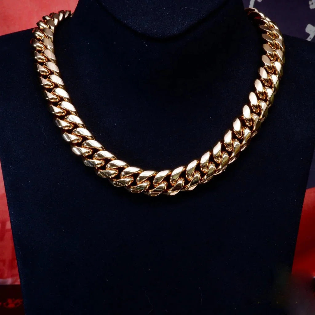 14Mm 18K Gold-Plated Classic Miami Cuban Link