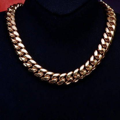 14Mm 18K Gold-Plated Classic Miami Cuban Link