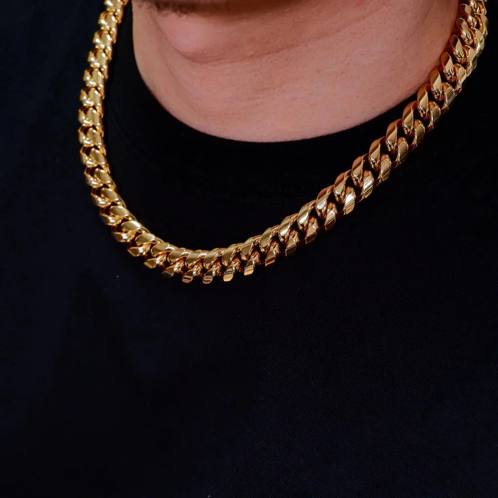 14Mm 18K Gold-Plated Classic Miami Cuban Link