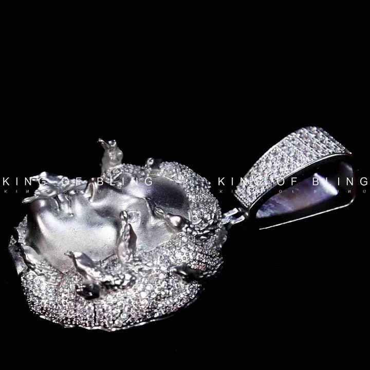AURXYA Iced Queen Portrait Pendant with CZ Tennis Chain