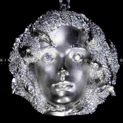 AURXYA Iced Queen Portrait Pendant with CZ Tennis Chain