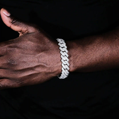 Iced Prong Cuban Bracelet White Gold - 14mm
