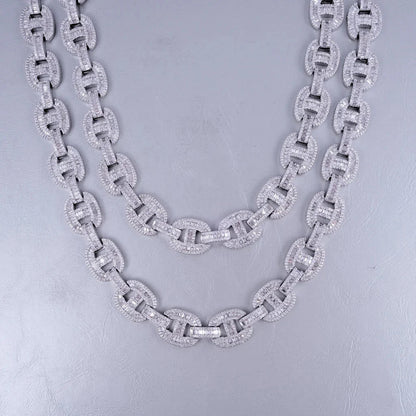 15mm Baguette Mariner Chain White Gold