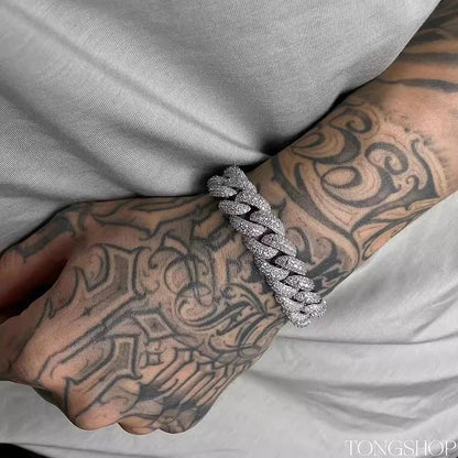 15MM Full Diamond Cuban Chain Bracelet