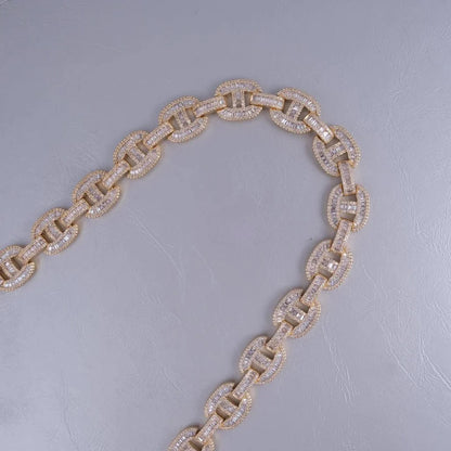 15mm Baguette Mariner Chain 18k Gold