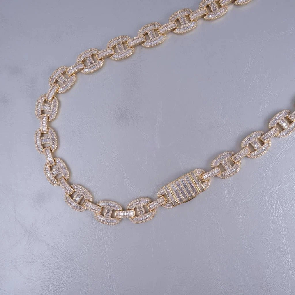 15mm Baguette Mariner Chain 18k Gold