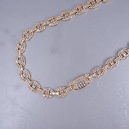 15mm Baguette Mariner Chain 18k Gold