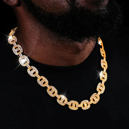 15mm Baguette Mariner Chain 18k Gold