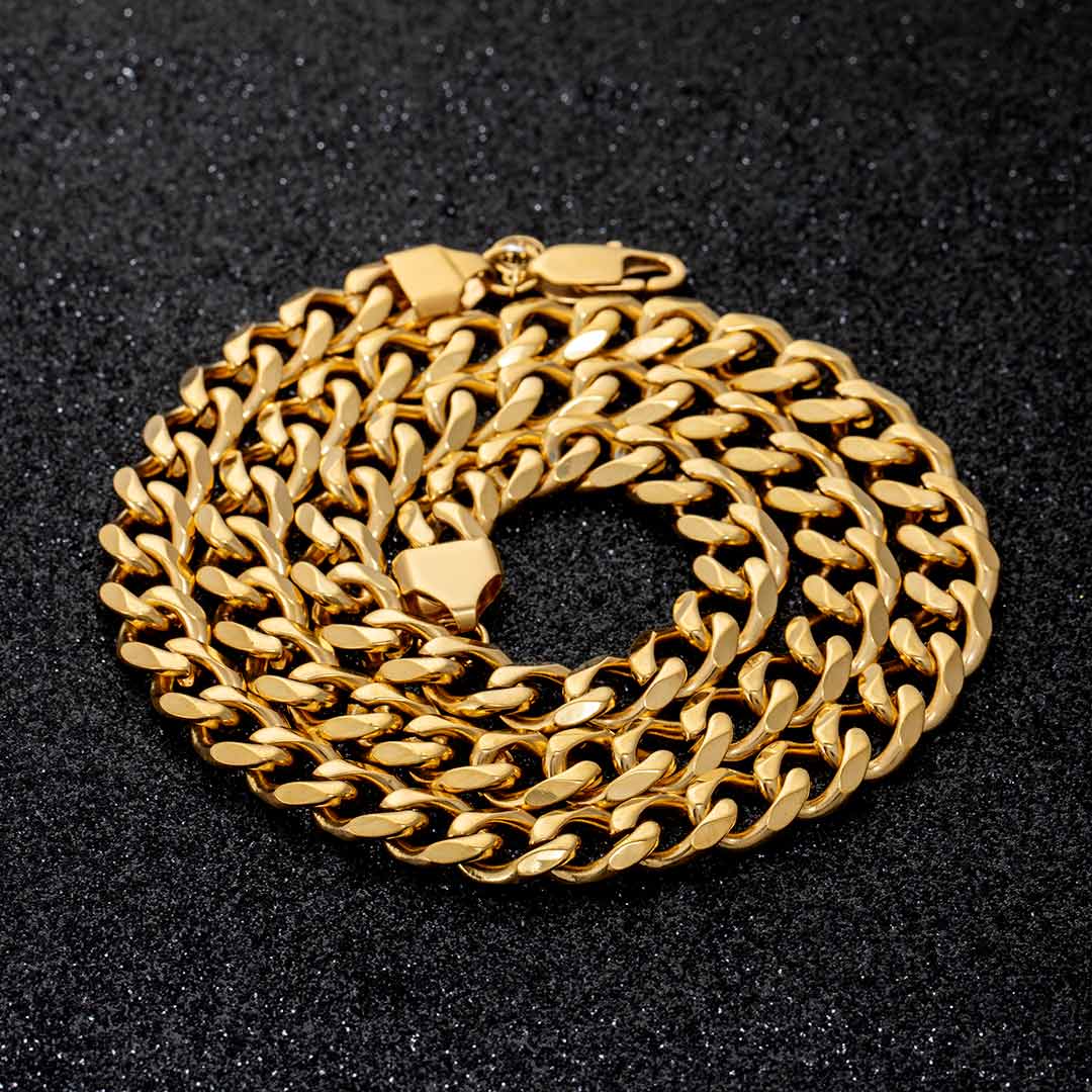 16mm Stainless Steel Cuban Chain in Gold