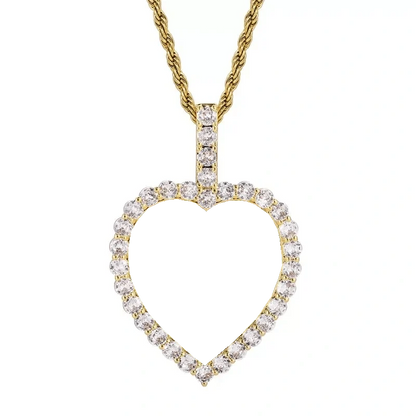 18K Gold Custom Photo Micro-Inlaid Heart Pendant - 40mm