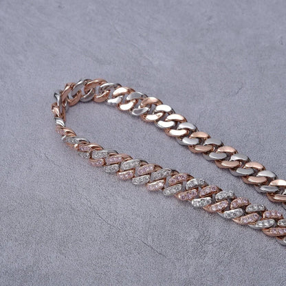 18K Rose Gold Iced Cuban Chain - 13mm