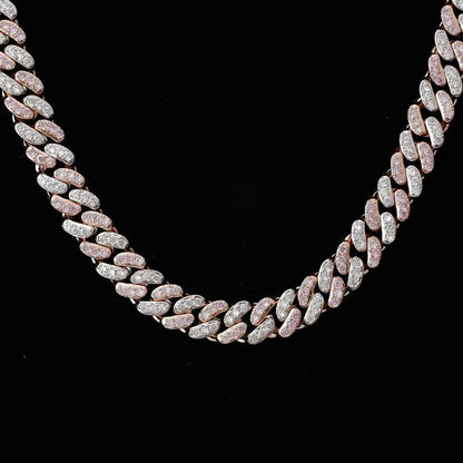 18K Rose Gold Iced Cuban Chain - 13mm