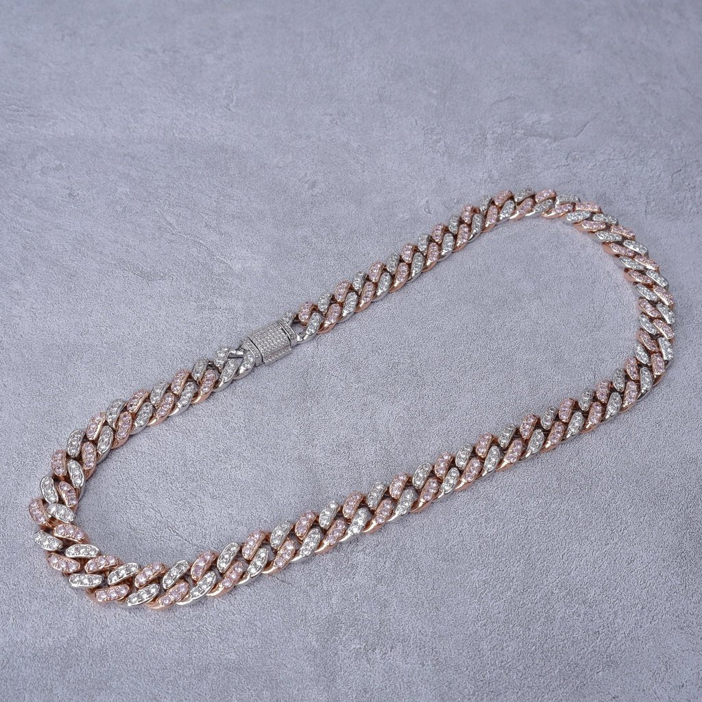 18K Rose Gold Iced Cuban Chain - 13mm