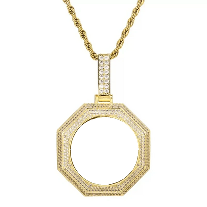 18k Gold Custom Photo Bagua Pendant - 42mm
