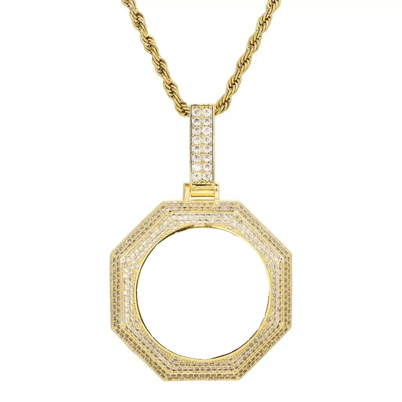 18k Gold Custom Photo Bagua Pendant - 42mm