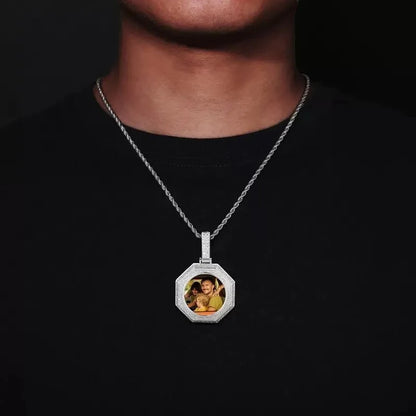 18k Gold Custom Photo Bagua Pendant - 42mm
