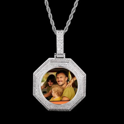 18k Gold Custom Photo Bagua Pendant - 42mm