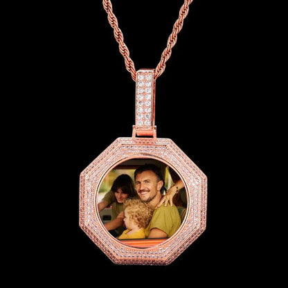 18k Gold Custom Photo Bagua Pendant - 42mm