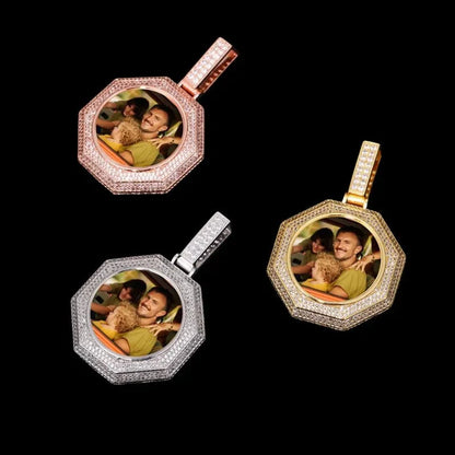 18k Gold Custom Photo Bagua Pendant - 42mm