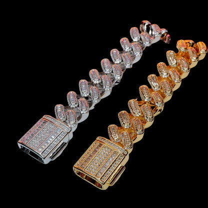 18k Gold-Plated Baguette Iced Bracelet - 15mm