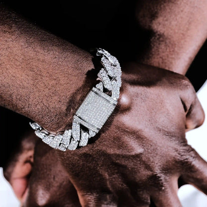 2-Row Iced Prong Cuban Bracelet - 19mm