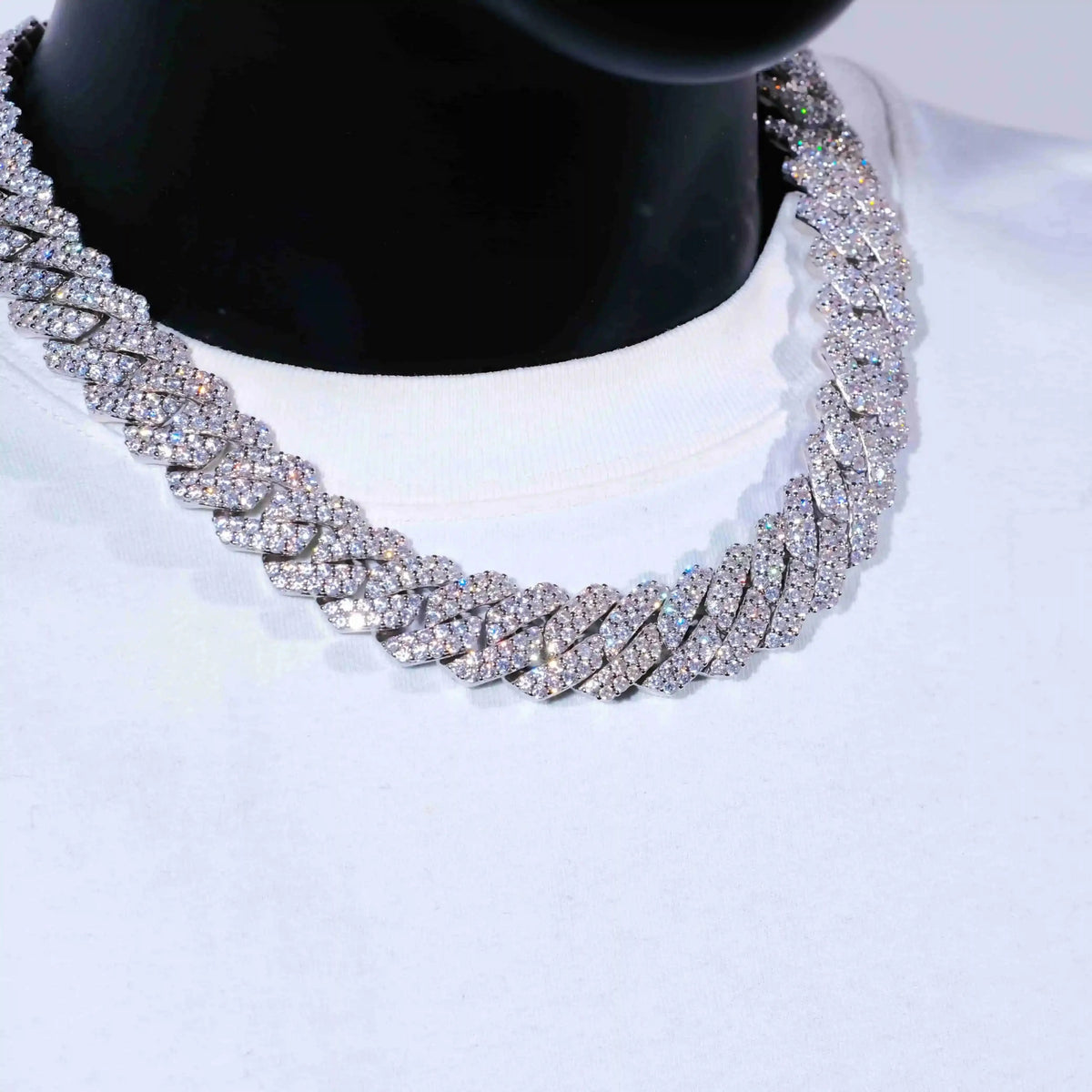 19mm 2-Row Iced Prong Cuban Chain