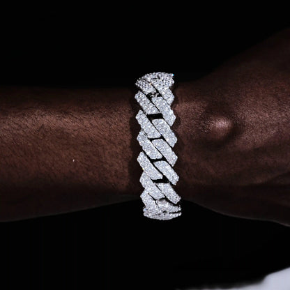 2-Row Iced Prong Cuban Bracelet - 19mm