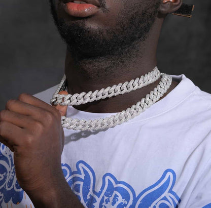 Bubble Full Ice Cuban Chain in White Gold - 15mm
