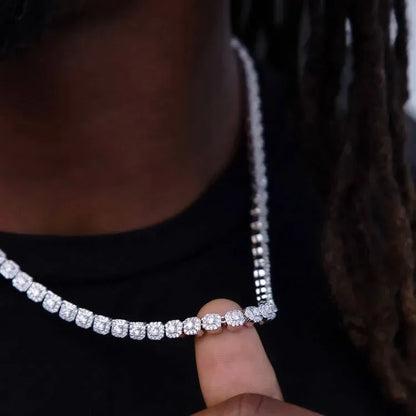 Micro Clustered Tennis Necklace in White Gold - 6mm