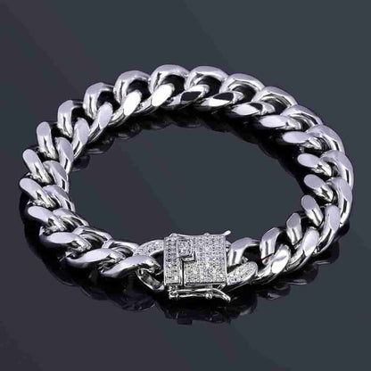 Iced Lock Cuban Link Bracelet