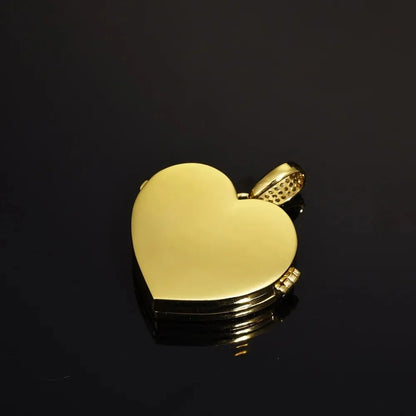 3 x Photo Fully Iced Out Custom Heart-Shaped Solid Pendant - 38mm