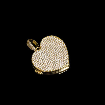 3 x Photo Fully Iced Out Custom Heart-Shaped Solid Pendant - 38mm