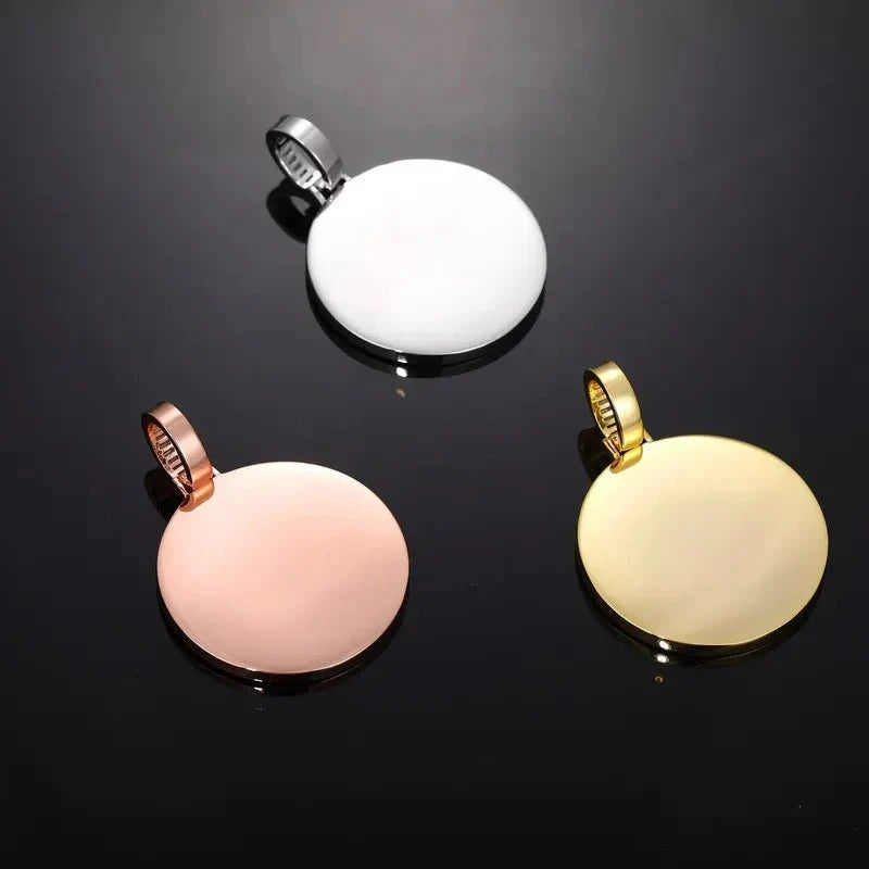3D Customized Photo T Square Diamond Round Pendant - 38mm