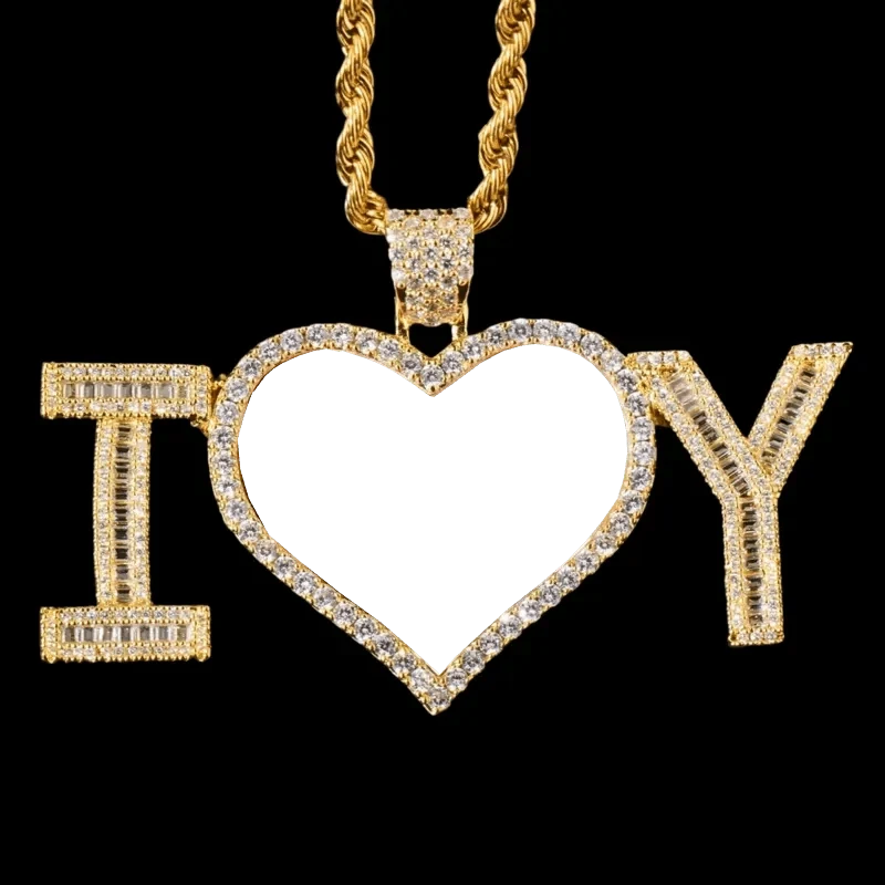 3D Customized Photo "I Love You" Heart Pendant - 70mm