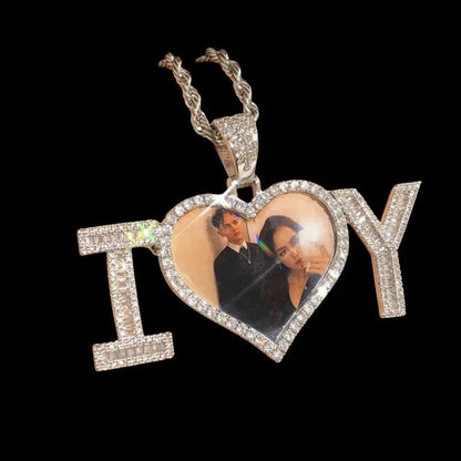 3D Customized Photo "I Love You" Heart Pendant - 70mm